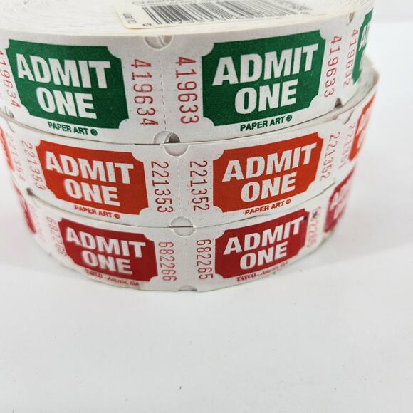 Raffle Tickets - 3 Sets - Red, Orange, Green - Carnival, Event, Drawing, Contest - Picture 1 of 4